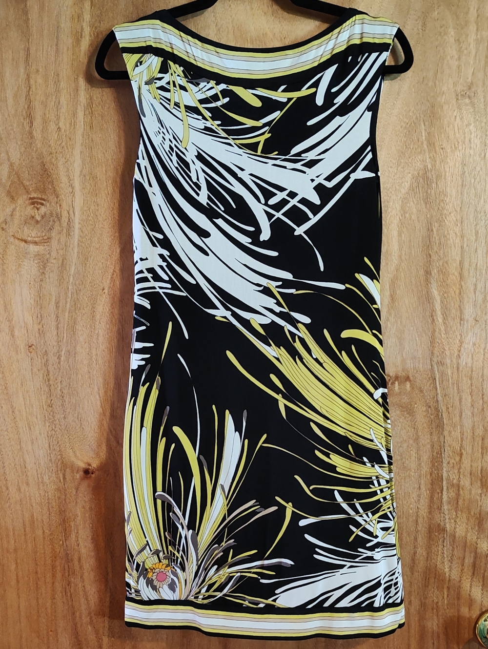 Trina Turk Felana Jersey Sheath Dress Spider Mum Black Chartreuse Bateau Neck 4 - Picture 7 of 12
